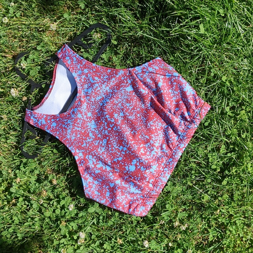 NWT Beklina Spalla Bra Top Splatter Blue/Red